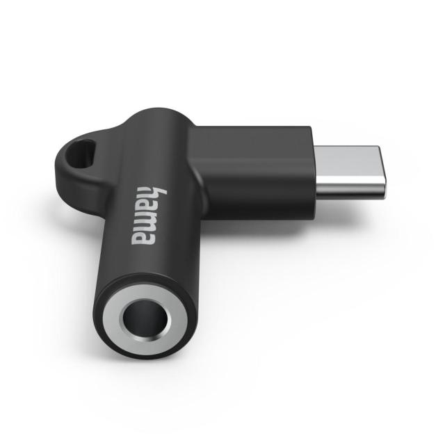 HAMA Адаптер Hama USB-C – 3,5 mm жак, Aux, 90°, черен