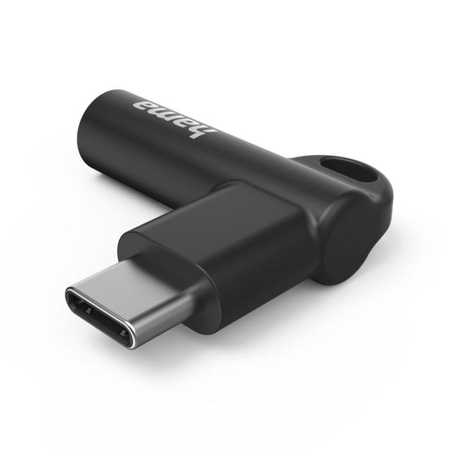 HAMA Адаптер Hama USB-C – 3,5 mm жак, Aux, 90°, черен