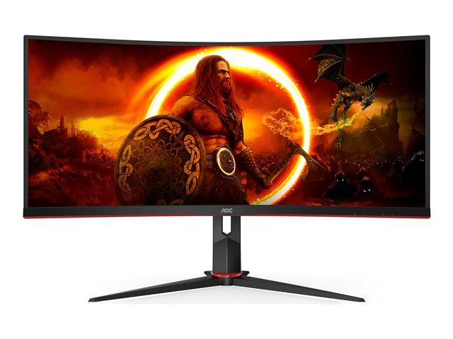 Монитор AOC CU34G2XP/BK, 34" (86.36cm) VA Curved панел, 180Hz, WQHD, 1ms, 430cd/m2, 2x HDMI, 2x DisplayPort, USB