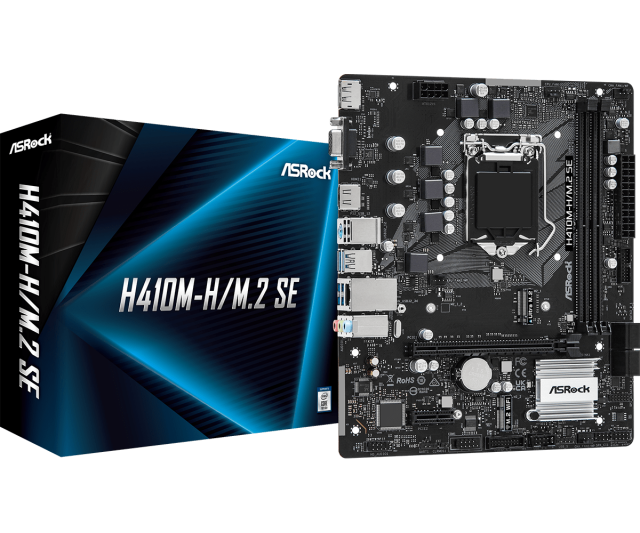 Дънна платка ASROCK H410M-H/M.2 SE, LGA1200, 2x DDR4, 1x M.2, 4x SATA3, VGA, HDMI, DP, mATX