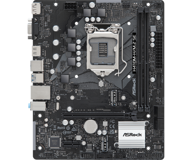 Дънна платка ASROCK H410M-H/M.2 SE, LGA1200, 2x DDR4, 1x M.2, 4x SATA3, VGA, HDMI, DP, mATX