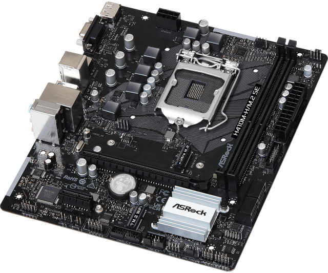 Дънна платка ASROCK H410M-H/M.2 SE, LGA1200, 2x DDR4, 1x M.2, 4x SATA3, VGA, HDMI, DP, mATX