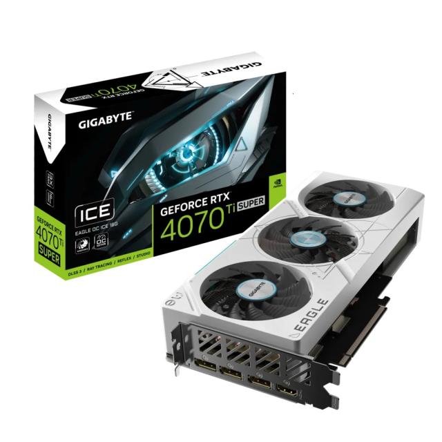 Видео карта GIGABYTE NVIDIA GeForce GeForce RTX4070 Ti SUPER EAGLE OC ICE GDDR6X, 256-bit, HDMI, 3x DP