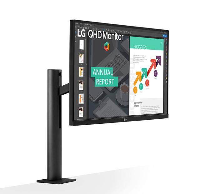 Монитор LG 27QN880-B, 27" Wide LED, QHD Ergo (2560x1440) IPS Display, sRGB 99%, 75Hz, 5ms, 1000:1, Mega DFC, 350 cd/m2, AMD FreeSync, MAXX Audio 5W x 2, USB type-C, HDMI, Reader Mode, DisplayPort, Headphone out, Tilt, Height (Range), Swivel, Pivot, B