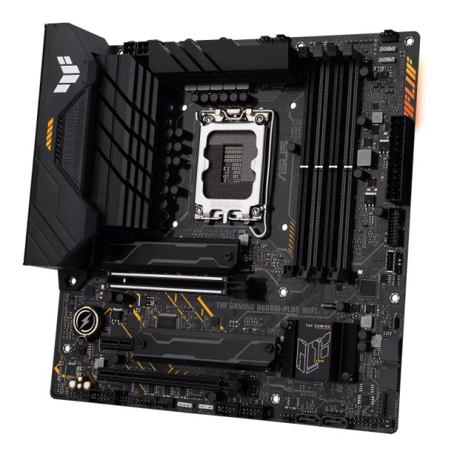 Дънна платка ASUS TUF GAMING B660M-PLUS WIF, LGA1700, 4x DDR5, 2x M.2, 4x SATA 6Gb/s, Wi-Fi 6, HDMI, DP. mATX 