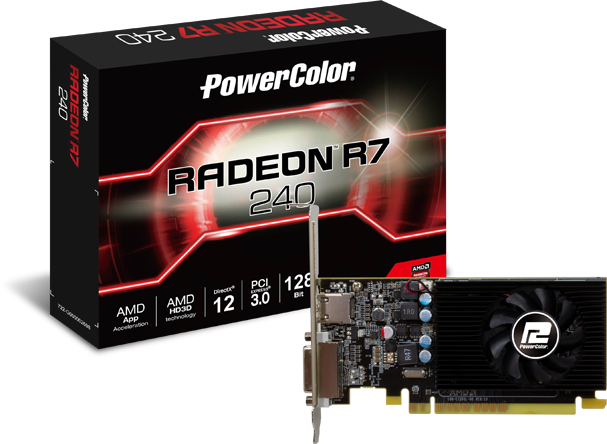 Видеокарта PowerColor AMD Radeon R7 240 4GB GDDR5, 128-bit, DVI, HDMI