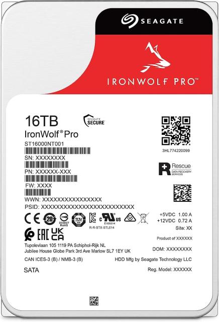 Твърд диск SEAGATE IronWolf ST16000NT001, 16TB, 256MB Cache, SATA 6.0Gb/s