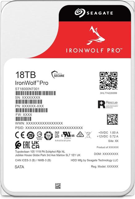 Твърд диск SEAGATE IronWolf ST18000NT001, 18TB, 256MB Cache, SATA 6.0Gb/s