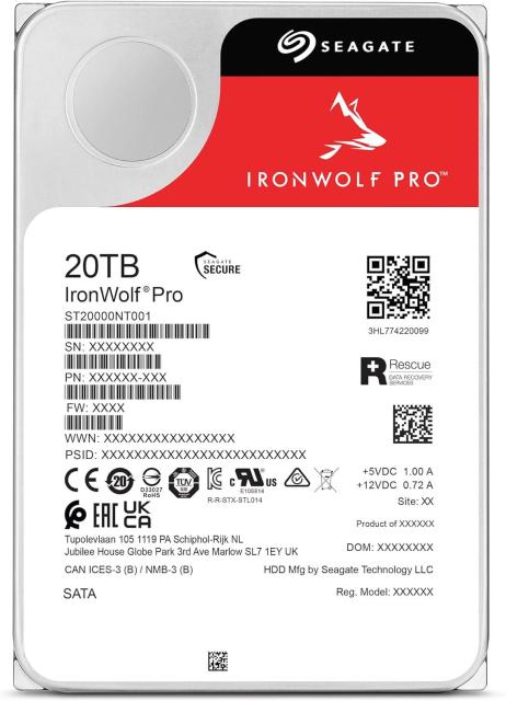 Твърд диск SEAGATE IronWolf ST20000NT001, 20TB, 256MB Cache, SATA 6.0Gb/s