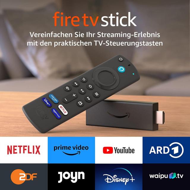Мултимедиен плеър AMAZON Fire TV Stick, 4K, Wi-Fi 6, Alexa Voice Remote, Черен