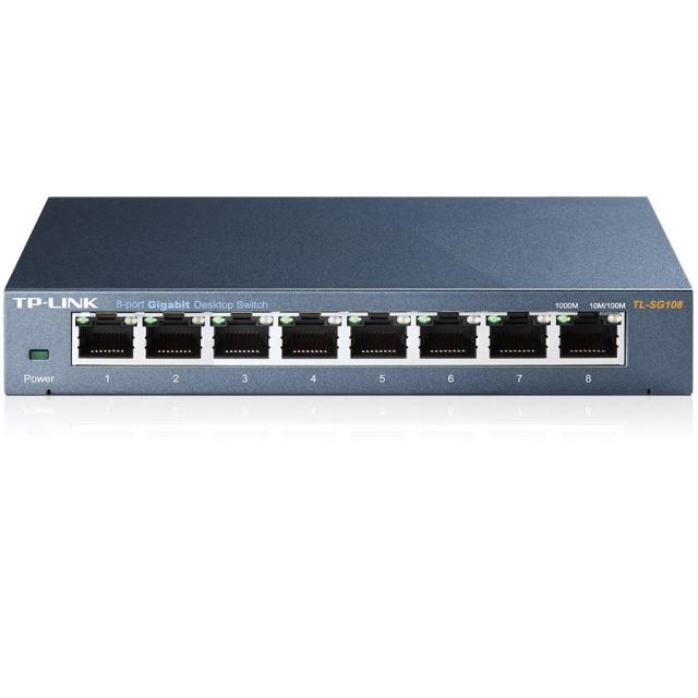 Суич TP-Link TL-SG108, Metal Gigabit Switc 10/100/1000Mbps, 8Port