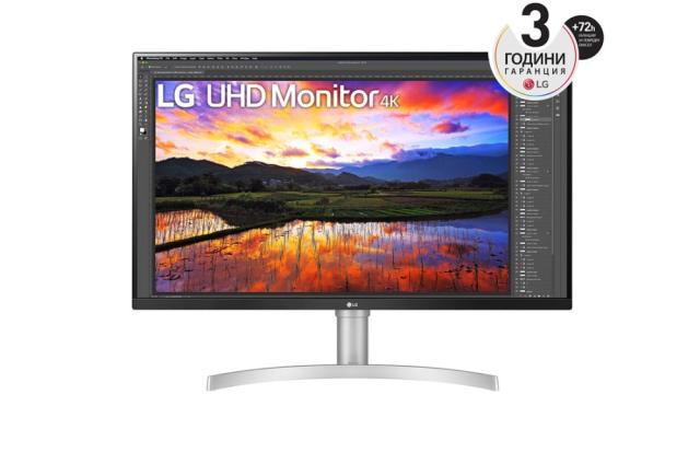 Монитор LG 32UN650-W, 31.5" UltraFine UHD LED AG, IPS, DCI-P3 95%, 5ms, 350 cd/m2, 1000:1, 3840x2160, HDR 10, HDMI, DisplayPort, Radeon FreeSync, Dynamic Action Sync, Headphone out, Height, Pivot, Tilt, PIP, Speaker, Black