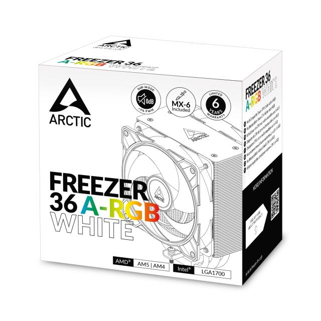 Охладител за процесор Arctic Freezer 36 A-RGB White - LGA1851/LGA1700/AM5