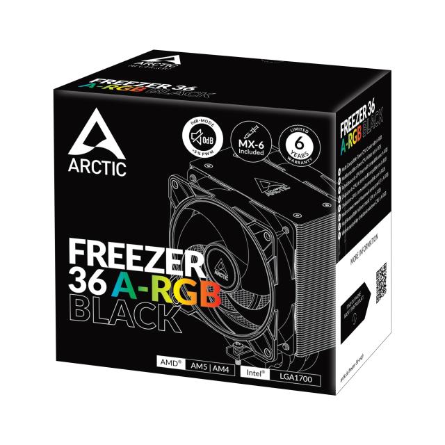 Охладител за процесор Arctic Freezer 36 A-RGB Black - LGA1851/LGA1700/AM5