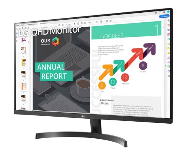 Монитор LG 32QN600-B, 32", QHD (2560x1440) IPS Display AG, sRGB 99%, 75Hz, 5ms, 1000:1, 350cd/m2, AMD FreeSync, HDR 10, Color Calibrated, Reader Mode, HDMI, DisplayPort, Headphone out, Tilt