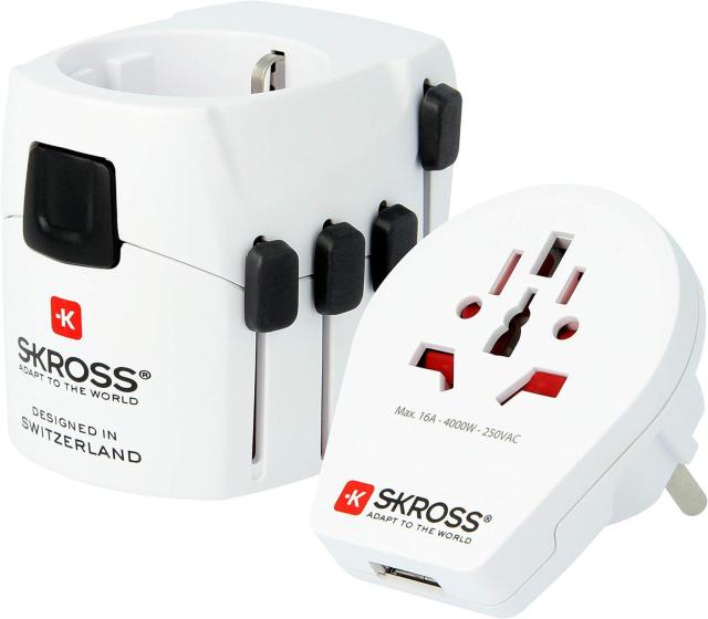 Адаптер SKROSS PRO USB, Европа/САЩ 1.302539, World, Бял