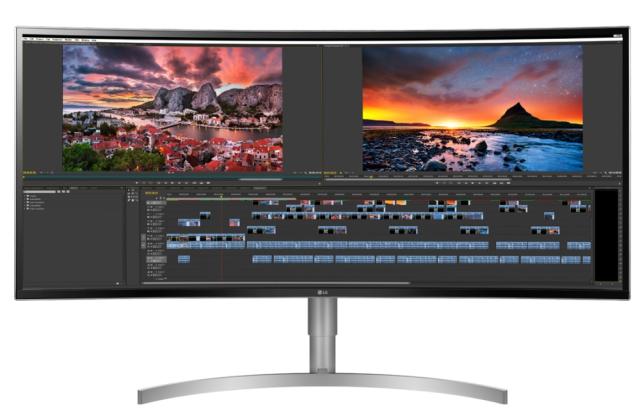 Монитор LG 38WK95C-W, 37.5" 21:9 UltraWide, Curved WQHD  3840x1600 IPS Panel with USB Type-C , 1ms Motion Blur Reduction, 5ms, 300 cd/m2, Contrast ratio Mega(DFC)/1000:1, HDR10, sRGB 99%, FreeSync, USB 3.0 Quick Charge, Bluetooth Audio, HDMI, Display