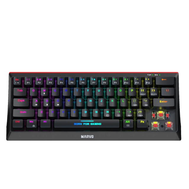 Marvo KG962G RGB, геймърска клавиатура Gaming Mechanical keyboard 61 keys TKL,  RED switches