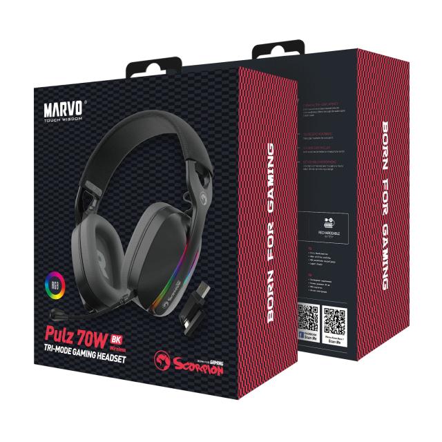 Marvo HG9086W Wireless / Bluetooth геймърски слушалки Gaming Headphones Pulz 70W