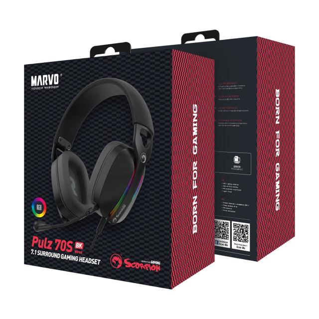 Marvo HG9086 Геймърски слушалки Gaming Headphones Pulz 70S - 7.1 RGB