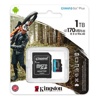 Карта памет Kingston CANVAS GO+ 1TB, 170/90MB/s read/write, Class 10, UHS-I, U3, V30, A2