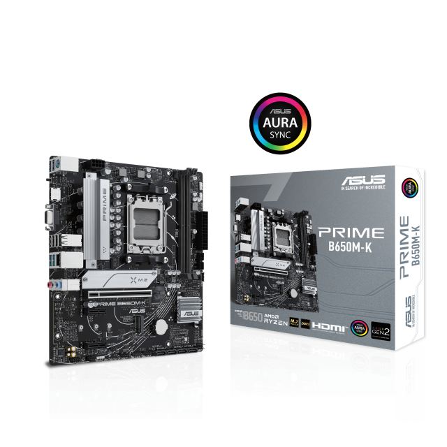 Дънна платка ASUS PRIME B650M-K, AM5, 2x DDR5, 2x M.2 slots and 4 x SATA 6Gb/s