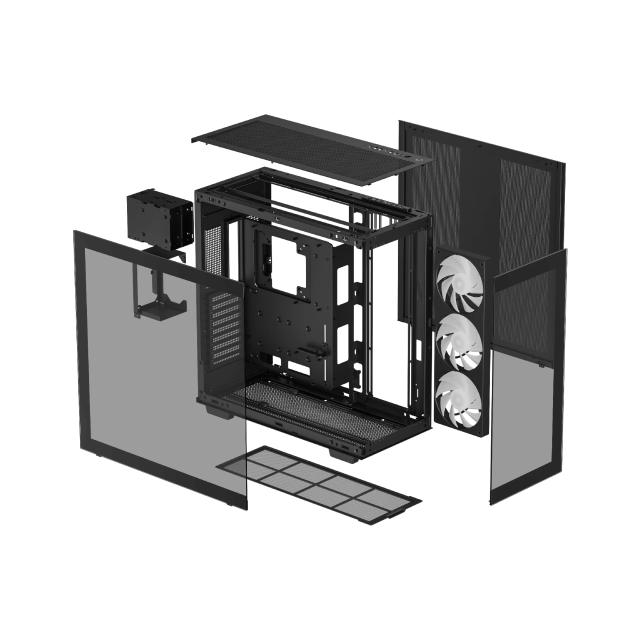 Кутия DeepCool CH780 Dual-Chamber Black, Big Tower, 1 x USB 3.1 Type-C, 4 x USB 3.0, EATX/ATX/mATX/Mini-ITX