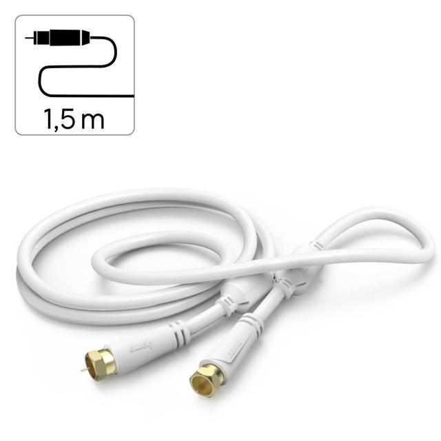 HAMA Коаксиален антенен кабел SAT, F-Plug - F-Plug, позлатен, 1,5 m, 100 dB