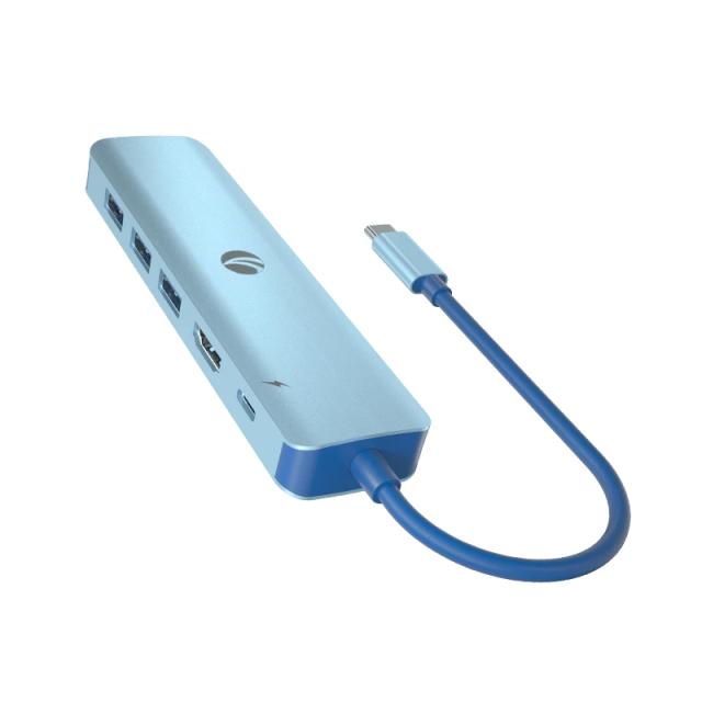 Мултипортови адаптери VCom Type-C 6-in-1, PD3.0 100W, LAN 1000Mbps, HDMI, USB3.0 x 3, SD, TF