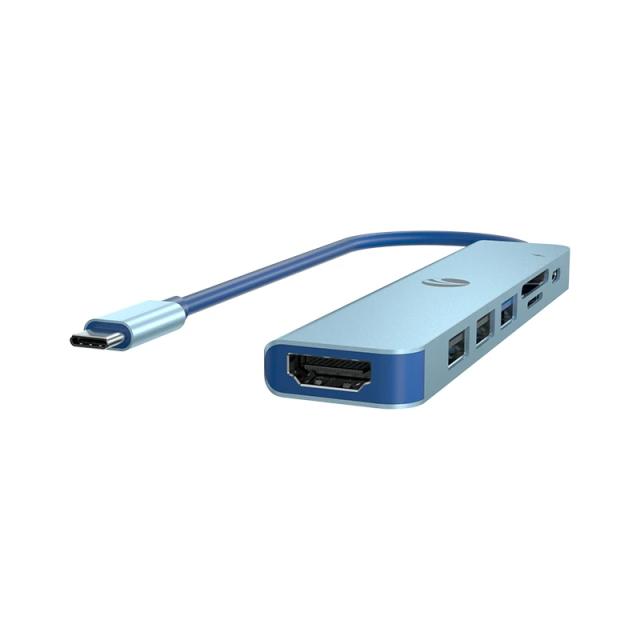 Мултипортови адаптери VCom Type-C 7-in-1, PD3.0 100W, HDMI, USB3.0 x 1, USB2.0 x 2, SD, TF