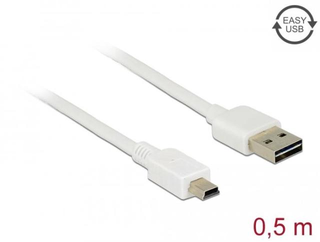 Кабел DeLock EASY, USB 2.0 Type-A мъжко към USB 2.0 Type Mini-B мъжко 0.5 m