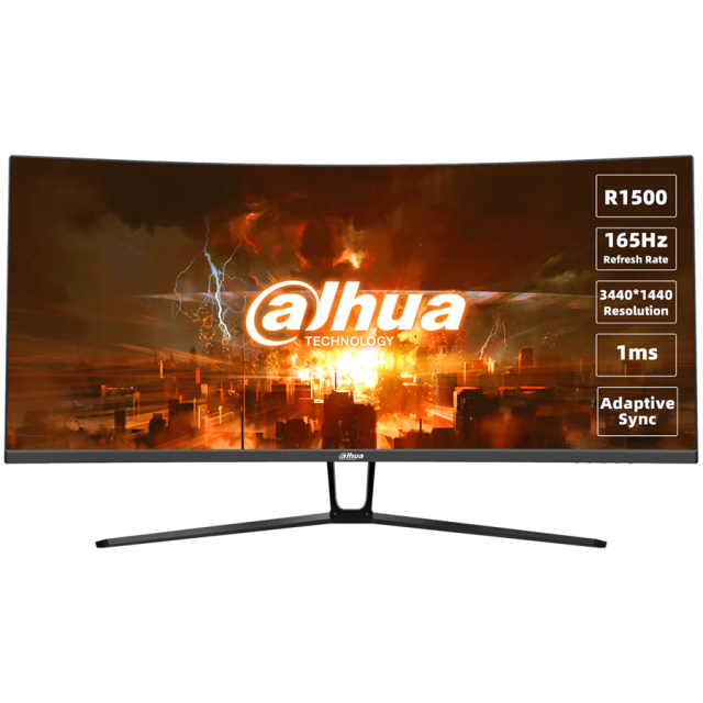 Монитор Dahua LM34-E330C, 34" (86.36cm) VA 165Hz, Curved, Ultra WQHD, 1ms, 2x HDMI, 2x DisplayPort