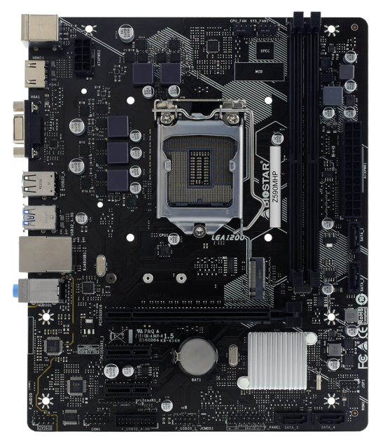 Дънна платка BIOSTAR Z590MHP, LGA1200, DDR4, PCIe 3.0, 1x M.2, 4x SATA 6Gb/s, VGA, HDMI, mATX