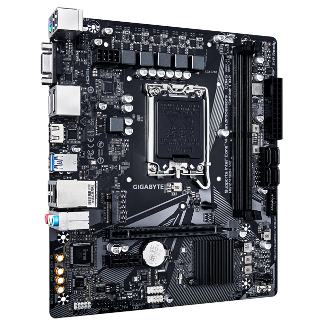 Дънна платка GIGABYTE H610M-S2H V2, LGA1700, 2x DDR5, 1x M.2, 4x SATA 6Gb/s, VGA, HDMI, 2x DP, mATX