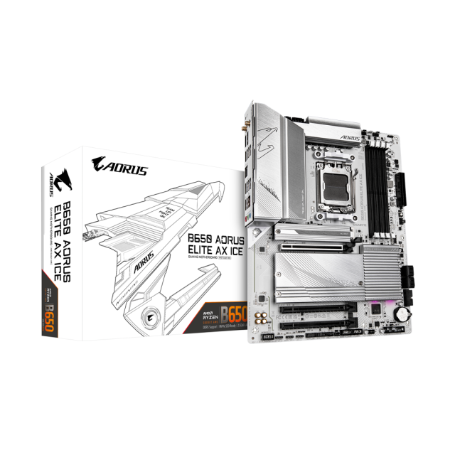 Дънна платка GIGABYTE B650 AORUS ELITE AX ICE, AM5, Wi-Fi 6E, 4x DDR5, 3x M.2, 4x SATA 6Gb/s, HDMI, DP, ATX