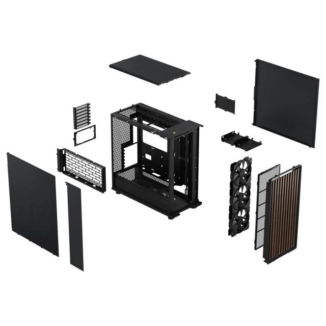 Кутия Fractal Design NORTH XL CHARCOAL BLACK, 1x USB 3.1 Gen 2, Type-C, 2x USB 3.0, E-ATX / ATX / mATX / Mini-ITX