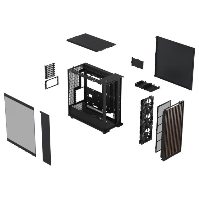 Кутия Fractal Design NORTH XL CHALK BLACK TG, 1x USB 3.1 Gen 2, Type-C, 2x USB 3.0, E-ATX / ATX / mATX / Mini-ITX