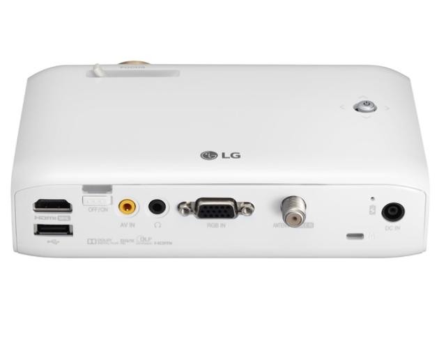 Мултимедиен проектор LG PH550G Minibeam, RGB LED, HD (1280x720), 100000:1, 550 ANSI Lumens, HDMI(MHL), USB(a), BT, Speakers, 3D Optimazer, Built-In Battery, White