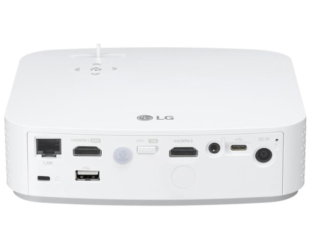 Мултимедиен проектор LG PF50KG Minibeam, RGB LED, HD (1920x1080), Brigthness 600, Contrast ratio 100000:1, HDMI, USB(a), USB Type-C, BT, Speakers 1W + 1W Stereo, 3D Optimazer, RJ45, Broadband, Built-In Battery, White