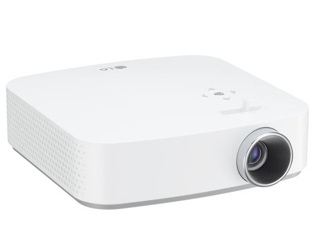 Мултимедиен проектор LG PF50KG Minibeam, RGB LED, HD (1920x1080), Brigthness 600, Contrast ratio 100000:1, HDMI, USB(a), USB Type-C, BT, Speakers 1W + 1W Stereo, 3D Optimazer, RJ45, Broadband, Built-In Battery, White
