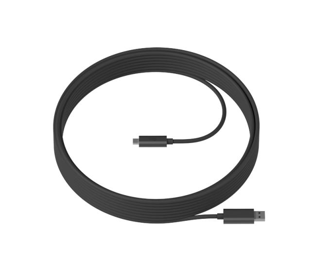 Кабел Logitech Strong USB Cable 10m, USB 3.2, Male USB A to Male USB C, Graphite