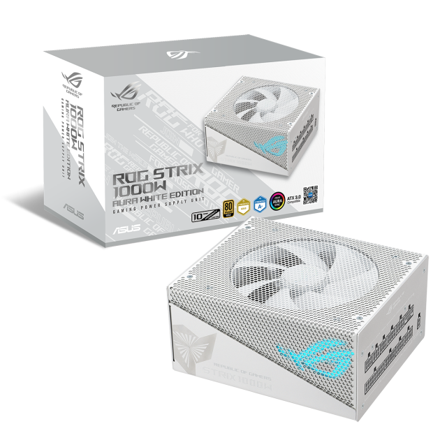 Захранване ASUS ROG Strix 1000W 80+ Gold Aura White Edition, ATX 3.0, PCIe 5.0 Ready