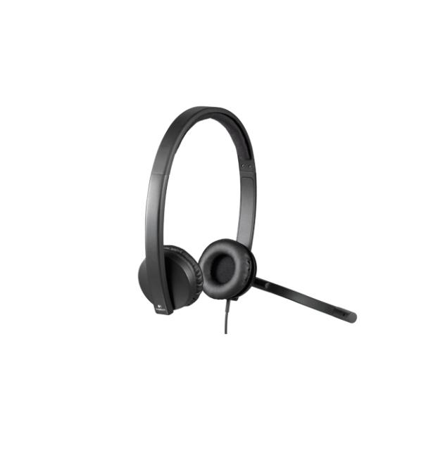 Слушалки Logitech Stereo H570e, микрофон, USB, черни