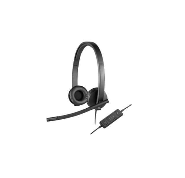 Слушалки Logitech Stereo H570e, микрофон, USB, черни