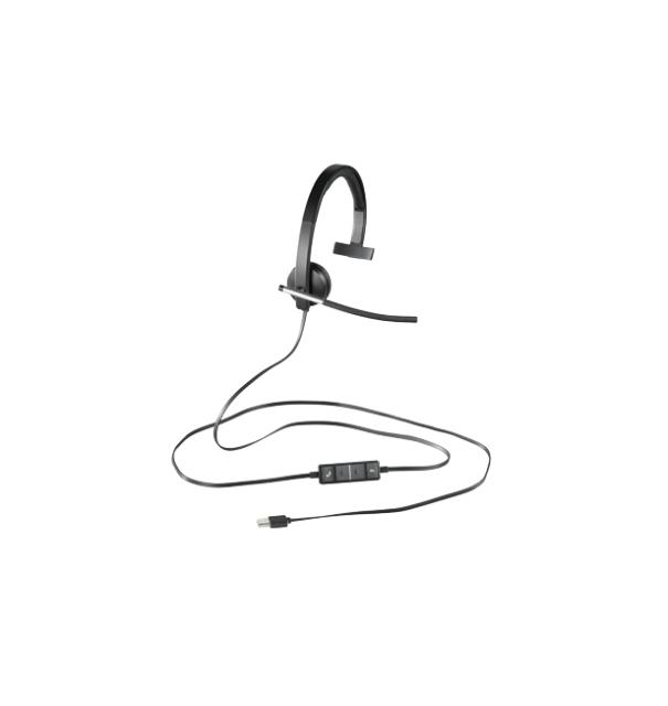 Слушалки Logitech USB Headset H650e Mono, Flexible Mic, In-line Controls, Echo Cancellation, Noise-cancelling, USB