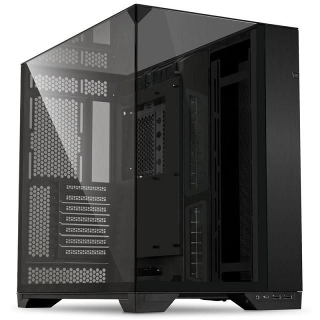 Кутия Lian Li O11 Vision Mid-Tower, Tempered Glass, 2 x USB 3.02, 1 x USB Type C, ATX, Черна