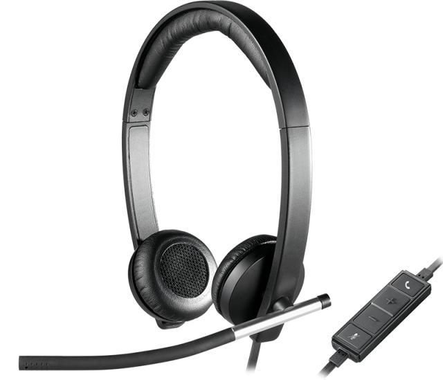 Слушалки Logitech USB Headset H650e Stereo, Flexible Mic, In-line Controls, Echo Cancellation, Noise-cancelling, USB