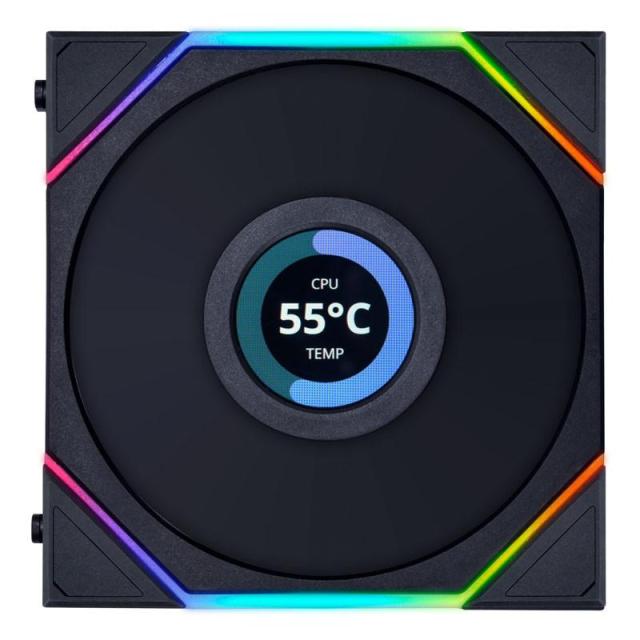 Комплект 3 броя Вентилатор Lian Li UNI FAN TL Reverse LCD 120mm - Black