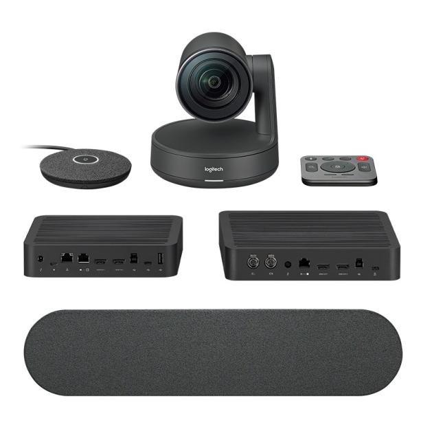 Уебкамера Logitech Rally Conference Solution, Rally Speaker, Rally Mic Pod, Ultra HD 4K 30 fps, Up To 10 Seats, Motorized PTZ Camera, RightSight, RightLight, RightSound, 15x HD Zoom, Autofocus, Black