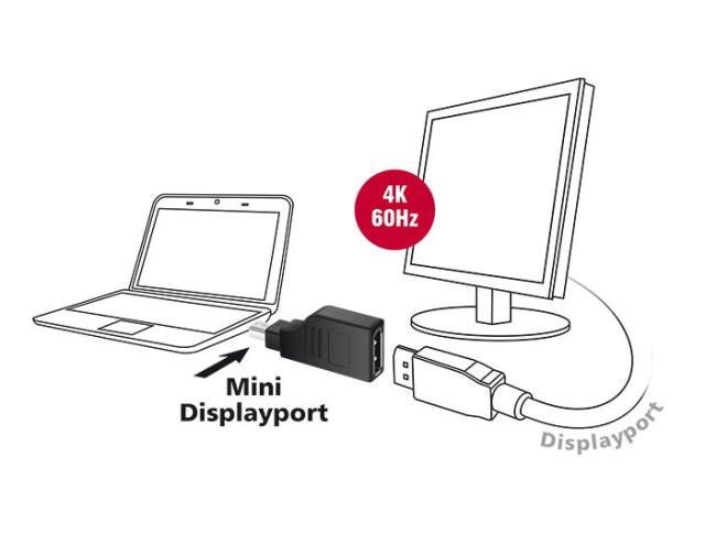 Адаптер Delock, mini DisplayPort 1.2 мъжко към DisplayPort женско, 4K, 90°, Черен